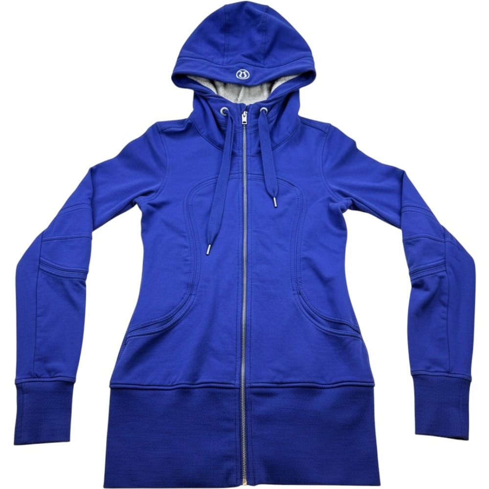 Lululemon Scuba Hoodie Full Zip Blue Cotton Fleece Sweatshirt Size 8